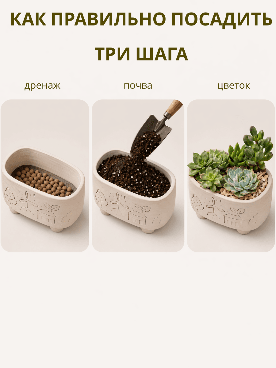Горшок для кактусов и суккулентов керамика "Мельница" 6 шт — фото 7