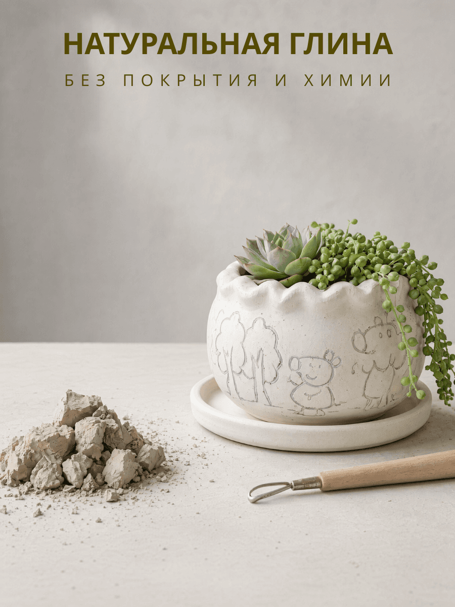 Горшок для кактусов и суккулентов керамика "Поросята" 6 шт — фото 9